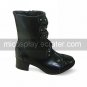Handmade Black PU Leather 4.5cm High Heel Country Lolita Boots