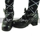 Handmade Black PU Leather 4.5cm High Heel Gothic Lolita Shoes