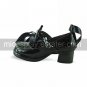 Handmade Black PU Leather 4.5cm High Heel Gothic Lolita Shoes with Ribbon