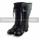 Handmade Black PU Leather 4.5cm High Heel Punk Lolita Boots