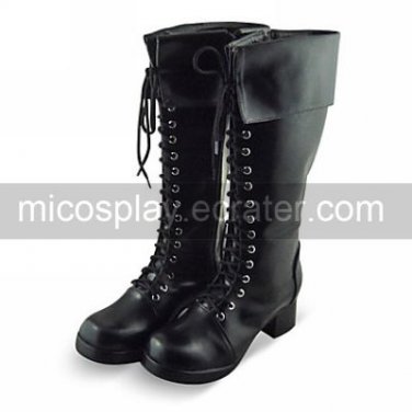 Handmade Black PU Leather 4.5cm High Heel Punk Lolita Boots