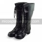 Handmade Black PU Leather 4.5cm High Heel Punk Lolita Boots