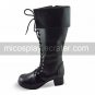 Handmade Black PU Leather 4.5cm High Heel Punk Lolita Boots