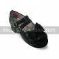 Handmade Black PU Leather 4.5cm High Heel Sweet Lolita Shoes with Bow