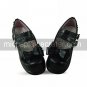 Handmade Black PU Leather 4.5cm High Heel Sweet Lolita Shoes with Bow