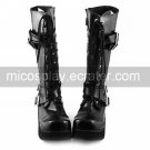 Handmade Black PU Leather 4.5cm Platform Punk Lolita Boots