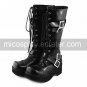 Handmade Black PU Leather 4.5cm Platform Punk Lolita Boots