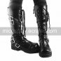 Handmade Black PU Leather 4cm High Heel Gothic Lolita Boots