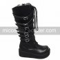 Handmade Black PU Leather 5cm Platform Casual Lolita Boots with Bow
