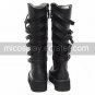 Handmade Black PU Leather 5cm Platform Casual Lolita Boots with Bow