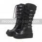 Handmade Black PU Leather 5cm Platform Casual Lolita Boots with Bow