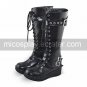 Handmade Black PU Leather 5cm Wedge Classic Lolita Boots
