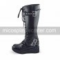 Handmade Black PU Leather 5cm Wedge Classic Lolita Boots