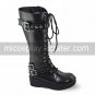 Handmade Black PU Leather 5cm Wedge Classic Lolita Boots