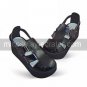 Handmade Black PU Leather 5cm Wedge Classic Lolita Sandals