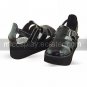 Handmade Black PU Leather 5cm Wedge Classic Lolita Sandals