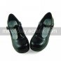 Handmade Black PU Leather 5cm Wedge Classic Lolita Shoes