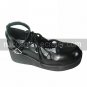 Handmade Black PU Leather 5cm Wedge Hollowed Heart Shape Trim Sweet Lolita Shoes