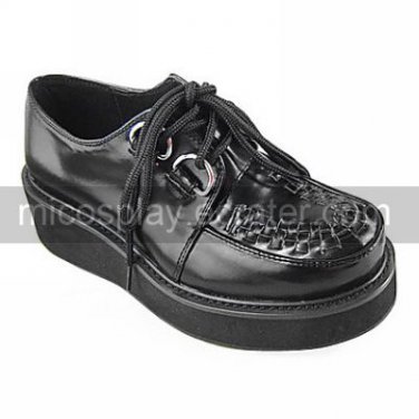 Handmade Black PU Leather 5cm Wedge Preppy Look &Aring;�ji Lolita Shoes