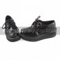 Handmade Black PU Leather 5cm Wedge Preppy Look Åji Lolita Shoes