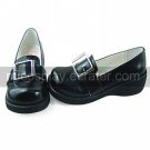 Handmade Black PU Leather 5cm Wedge Preppy Look School Lolita Shoes