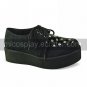 Handmade Black PU Leather 5cm Wedge Punk Lolita Shoes