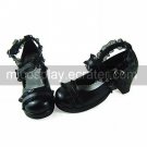 Handmade Black PU Leather 6.3cm High Heel Country Lolita Shoes