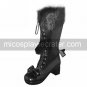 Handmade Black PU Leather 6.3cm High Heel Princess Lolita Boots