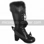 Handmade Black PU Leather 6.3cm High Heel Princess Lolita Boots