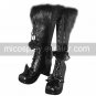 Handmade Black PU Leather 6.3cm High Heel Princess Lolita Boots