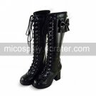 Handmade Black PU Leather 6.3cm High Heel Punk Lolita Boots