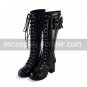 Handmade Black PU Leather 6.3cm High Heel Punk Lolita Boots