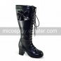 Handmade Black PU Leather 6.3cm High Heel Punk Lolita Boots