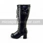 Handmade Black PU Leather 6.3cm High Heel Punk Lolita Boots
