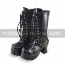 Handmade Black PU Leather 6.3cm High Heel Punk Lolita Boots  1