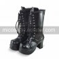 Handmade Black PU Leather 6.3cm High Heel Punk Lolita Boots  1