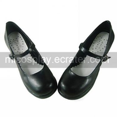 Handmade Black PU Leather 6.3cm High Heel Simple Style Classic Lolita Shoes