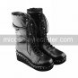 Handmade Black PU Leather 6.5cm Wedge Punk Lolita Boots