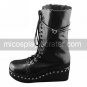 Handmade Black PU Leather 6.5cm Wedge Punk Lolita Boots