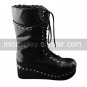 Handmade Black PU Leather 6.5cm Wedge Punk Lolita Boots