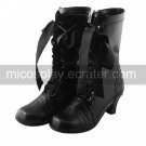 Handmade Black PU Leather 6cm High Heel Classic Lolita Boots