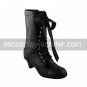 Handmade Black PU Leather 6cm High Heel Classic Lolita Boots