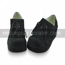 Handmade Black PU Leather 6cm Wedge Punk Lolita Shoes