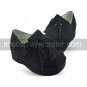 Handmade Black PU Leather 6cm Wedge Punk Lolita Shoes