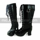 Handmade Black PU Leather 7.5cm Boots Classic Lolita Boots