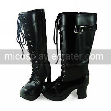 Handmade Black PU Leather 7.5cm Boots Classic Lolita Boots