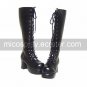 Handmade Black PU Leather 7.5cm High Heel Country Lolita Boots