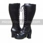 Handmade Black PU Leather 7.5cm High Heel Country Lolita Boots