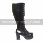 Handmade Black PU Leather 7.5cm High Heel Country Lolita Boots