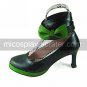Handmade Black PU Leather 7.5cm High Heel Country Lolita Shoes with Bow